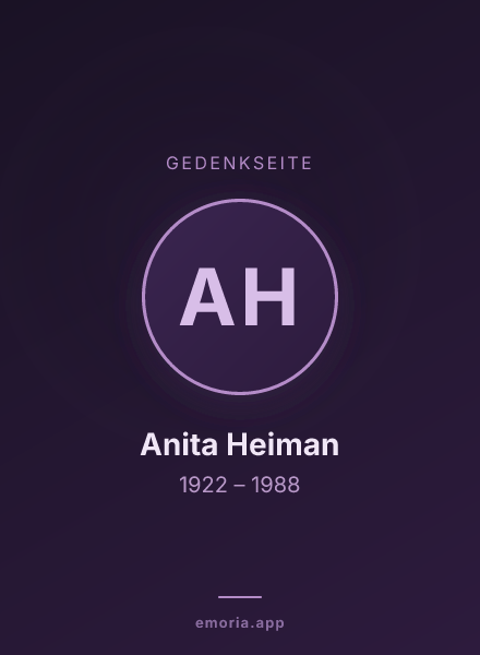 Gedenkportrait von Anita Heiman