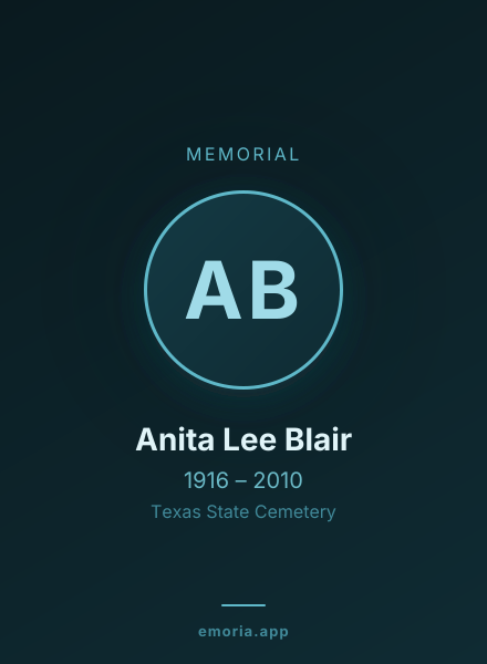 Memorial portrait of Anita Lee Blair
