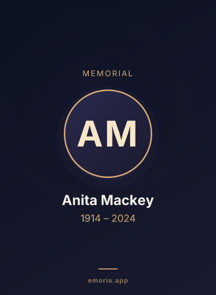 Memorial portrait of Anita Mackey