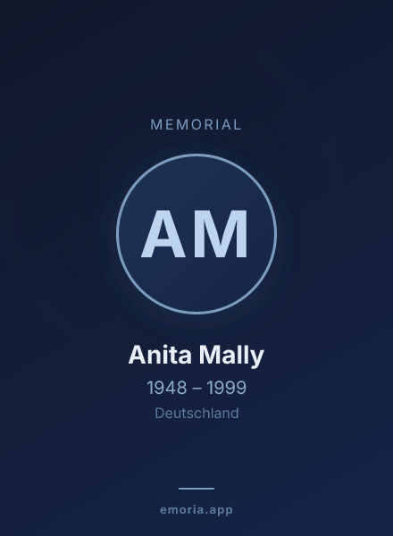 Memorial portrait of Anita Mally