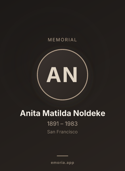 Memorial portrait of Anita Matilda Noldeke