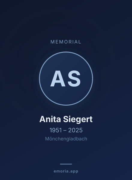 Memorial portrait of Anita Siegert