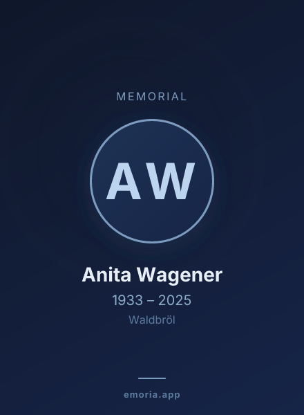 Memorial portrait of Anita Wagener