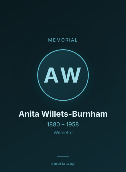 Memorial portrait of Anita Willets-Burnham