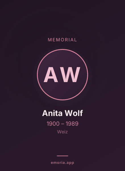 Memorial portrait of Anita Wolf