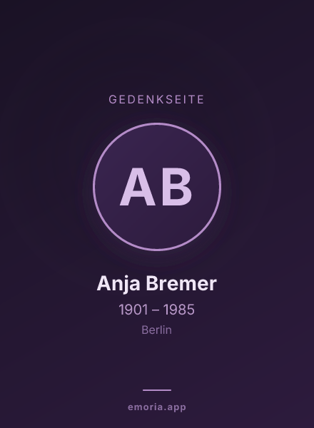 Gedenkportrait von Anja Bremer