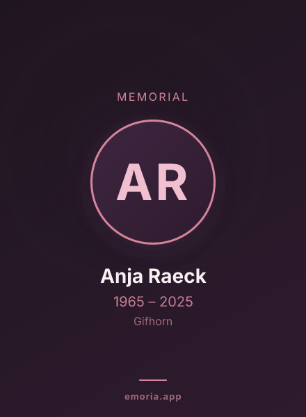 Memorial portrait of Anja Raeck