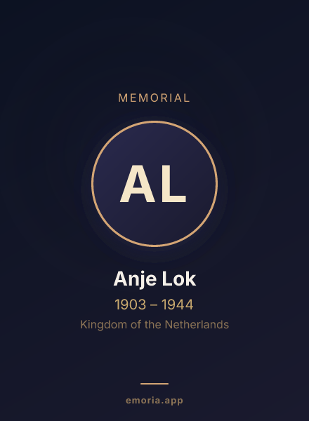 Memorial portrait of Anje Lok