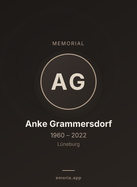 Memorial portrait of Anke Grammersdorf
