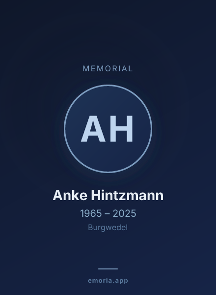 Memorial portrait of Anke Hintzmann