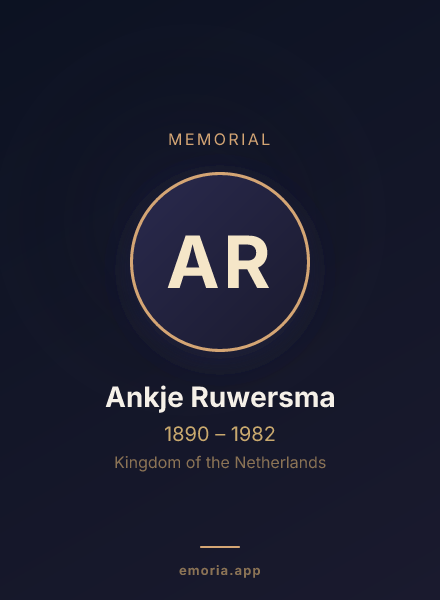 Memorial portrait of Ankje Ruwersma