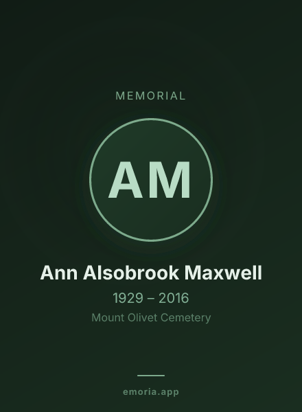 Memorial portrait of Ann Alsobrook Maxwell