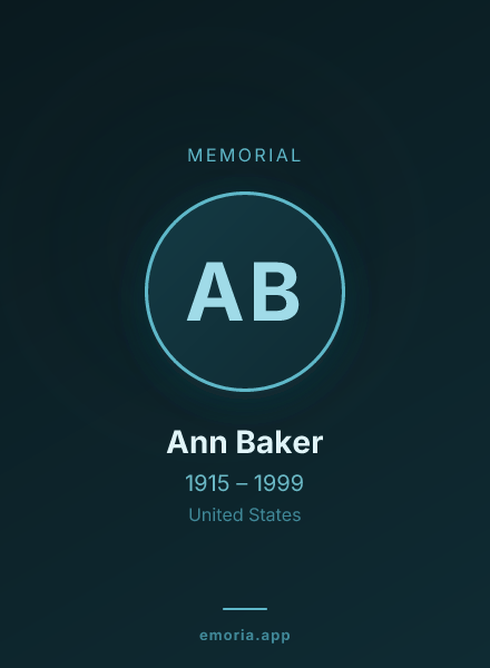 Memorial portrait of Ann Baker