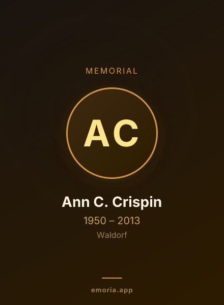 Memorial portrait of Ann C. Crispin