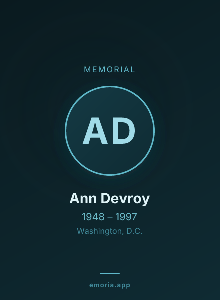 Memorial portrait of Ann Devroy
