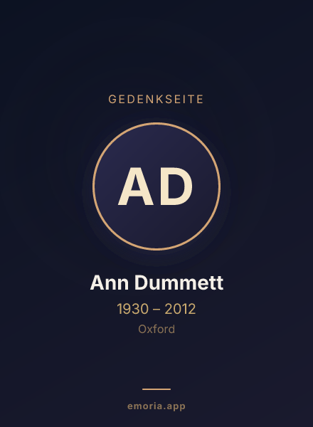 Gedenkportrait von Ann Dummett