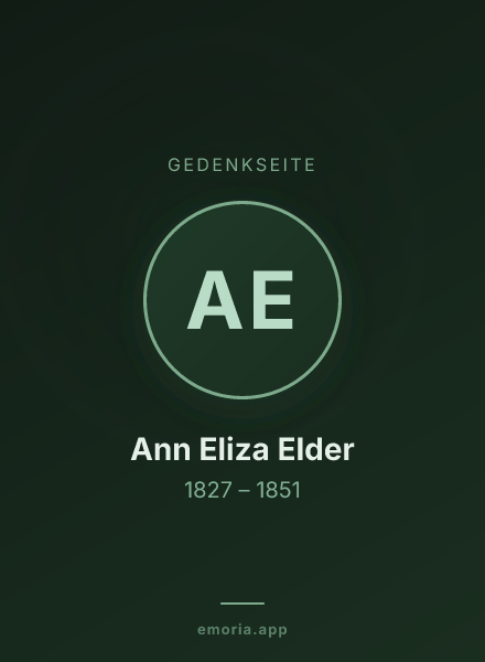 Gedenkportrait von Ann Eliza Elder