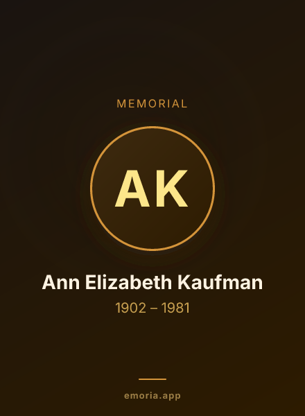 Memorial portrait of Ann Elizabeth Kaufman