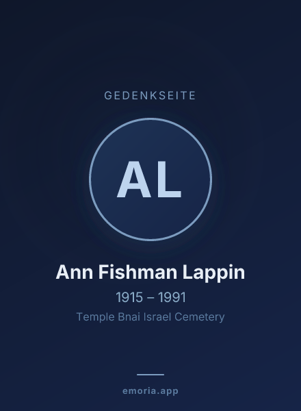 Gedenkportrait von Ann Fishman Lappin