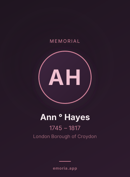 Memorial portrait of Ann ° Hayes