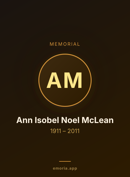 Memorial portrait of Ann Isobel Noel McLean