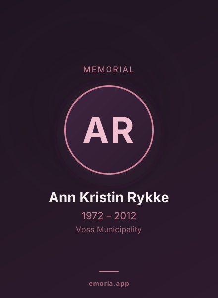Memorial portrait of Ann Kristin Rykke
