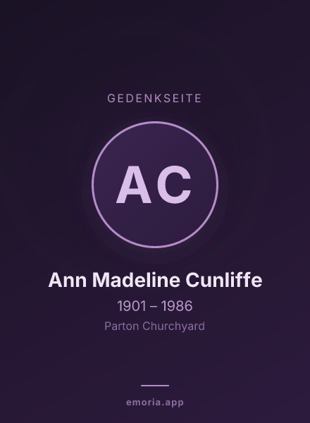 Gedenkportrait von Ann Madeline Cunliffe