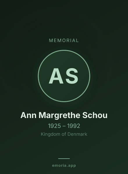 Memorial portrait of Ann Margrethe Schou
