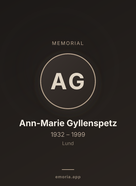 Memorial portrait of Ann-Marie Gyllenspetz