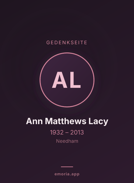 Gedenkportrait von Ann Matthews Lacy