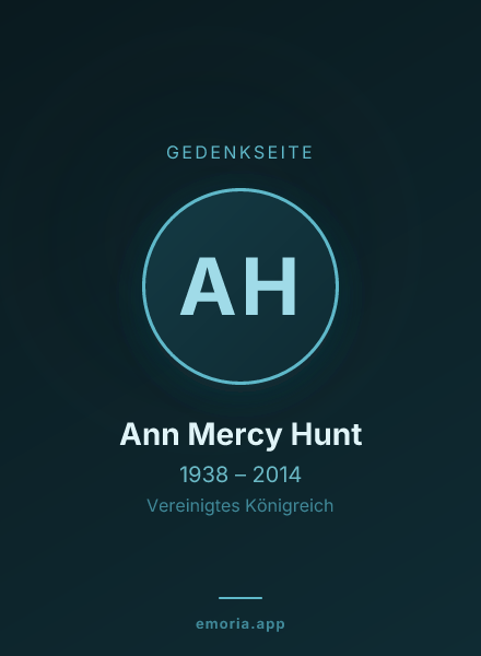 Gedenkportrait von Ann Mercy Hunt