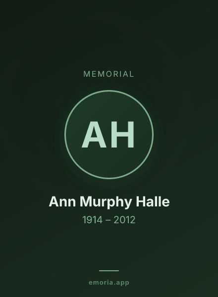 Memorial portrait of Ann Murphy Halle