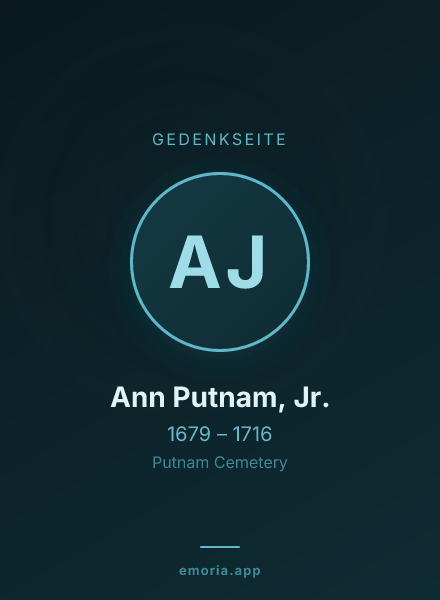 Gedenkportrait von Ann Putnam, Jr.