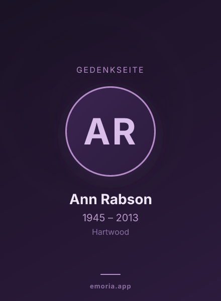 Gedenkportrait von Ann Rabson