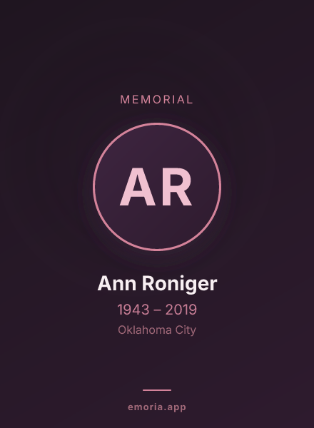 Memorial portrait of Ann Roniger