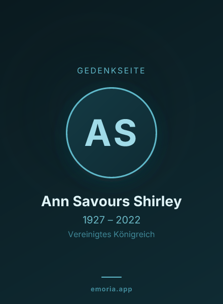 Gedenkportrait von Ann Savours Shirley