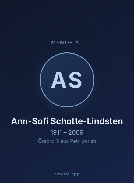 Memorial portrait of Ann-Sofi Schotte-Lindsten
