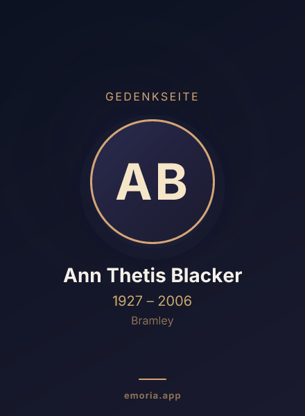 Gedenkportrait von Ann Thetis Blacker