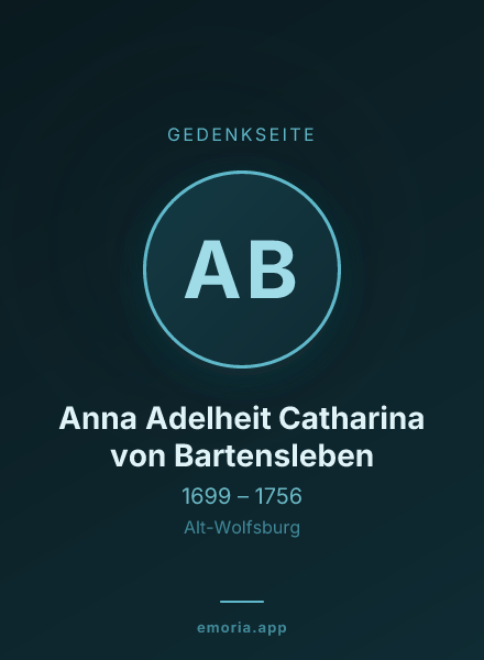 Gedenkportrait von Anna Adelheit Catharina von Bartensleben
