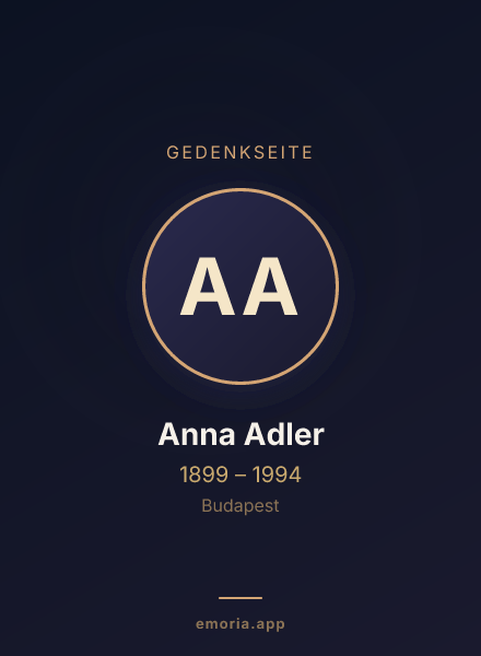 Gedenkportrait von Anna Adler