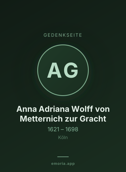 Gedenkportrait von Anna Adriana Wolff von Metternich zur Gracht