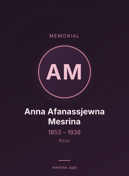 Memorial portrait of Anna Afanassjewna Mesrina