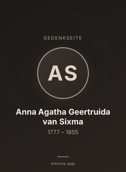 Gedenkportrait von Anna Agatha Geertruida van Sixma