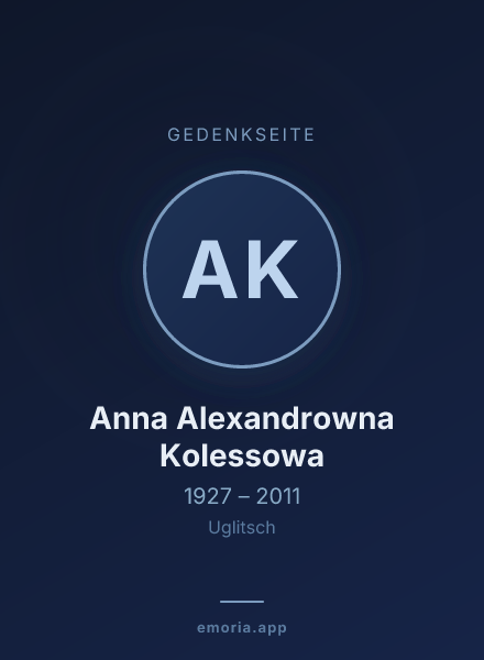 Gedenkportrait von Anna Alexandrowna Kolessowa