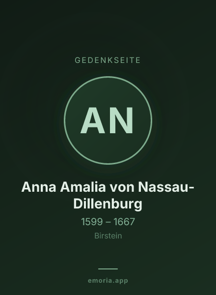 Gedenkportrait von Anna Amalia von Nassau-Dillenburg