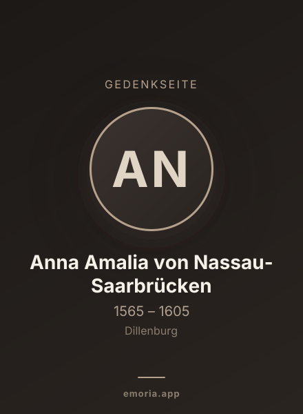 Gedenkportrait von Anna Amalia von Nassau-Saarbrücken