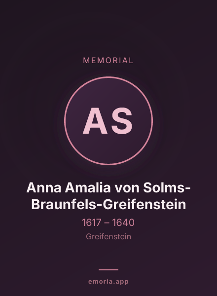Memorial portrait of Anna Amalia von Solms-Braunfels-Greifenstein