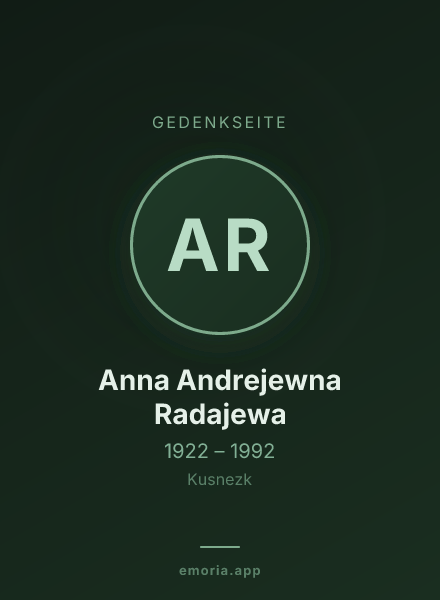 Gedenkportrait von Anna Andrejewna Radajewa