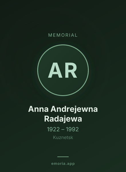 Memorial portrait of Anna Andrejewna Radajewa