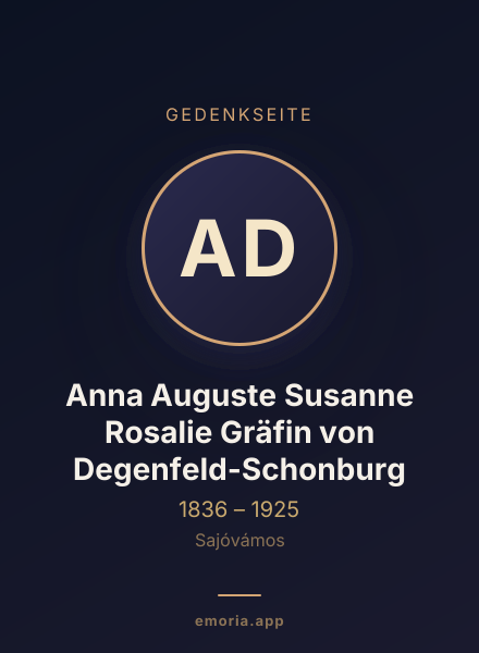 Gedenkportrait von Anna Auguste Susanne Rosalie Gräfin von Degenfeld-Schonburg